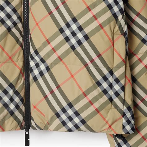 burberry check padded coat|Burberry Check nylon puffer jacket.